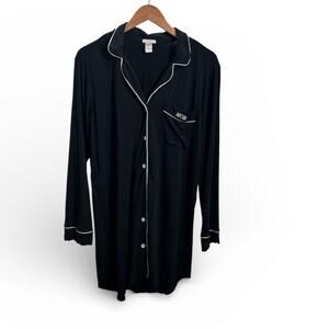 Eberjey Black Buttoned Down MOB "Mother Of The Bride"  Modal Sleepshirt Small